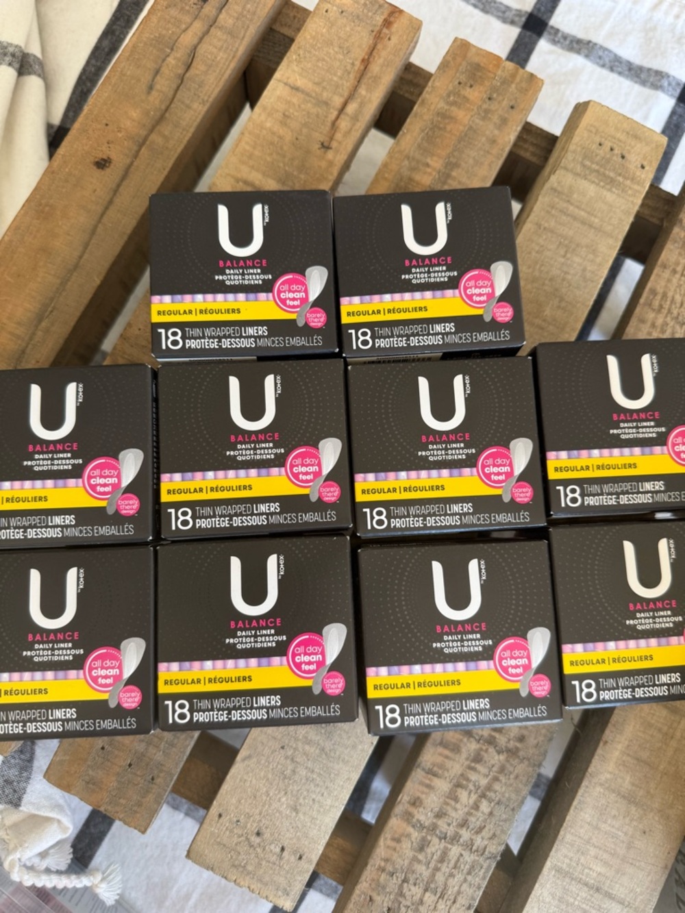U by Kotex Balance Thin Wrapped Liners - Lot of 10 boxes 18 each box